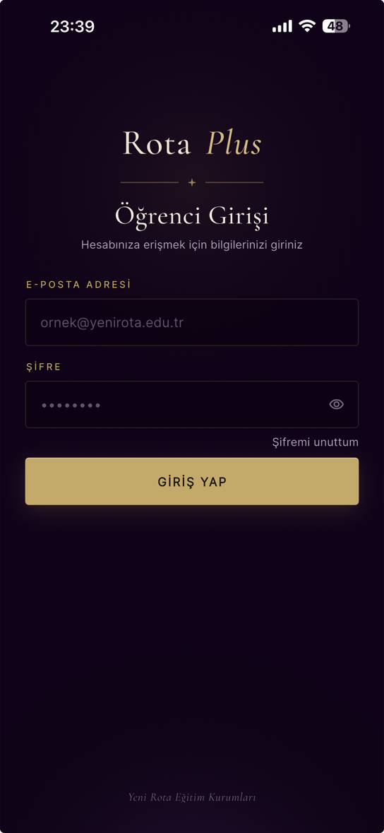 Rota Plus uygulaması ana ekranı
